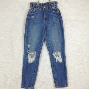 Kancan Womens Jeans Olivia Ultra High Rise Paperbag Boyfriend Denim Ripped S‎